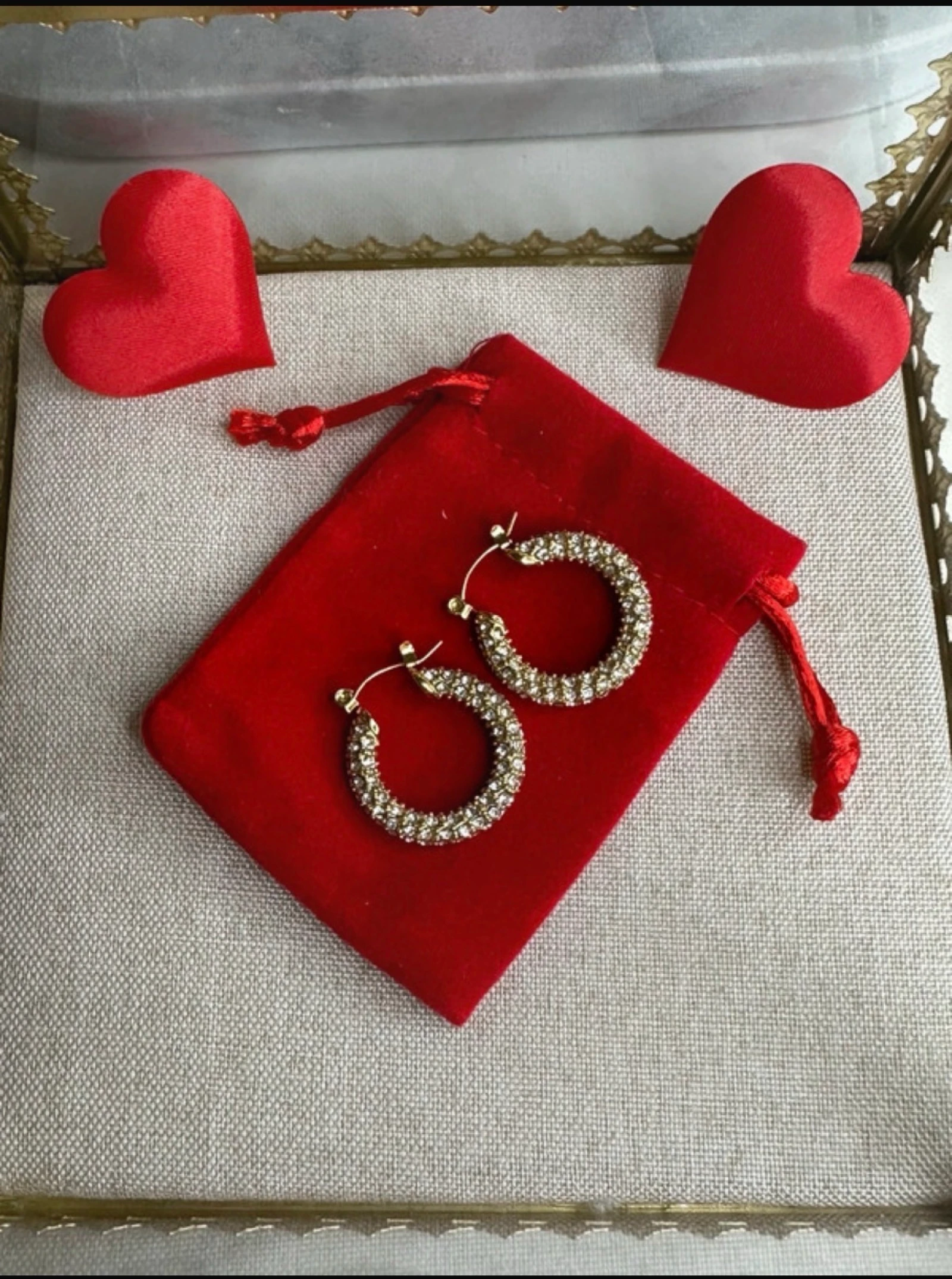 Créoles Grossas com Strass Dourado - Novas – photo 3